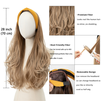 Περούκα Sela wig HB01: μακριά σγουρά μαλλιά για μισό κεφάλι με κορδέλα, θερμοανθεκτικές συνθετικές ίνες, εξωτικό στυλ