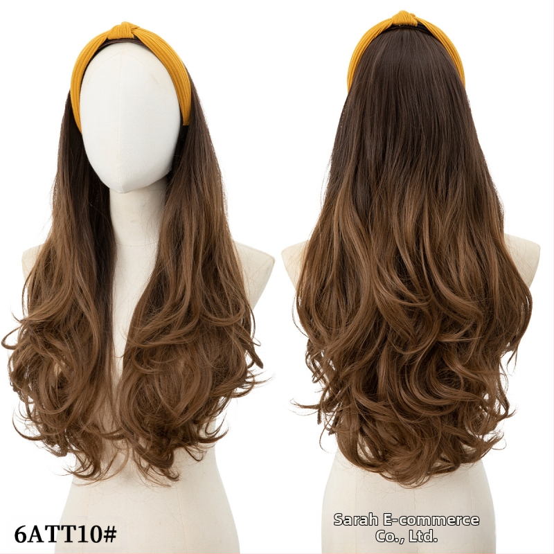 Perucă Sela wig HB01: păr lung buclat pentru jumătate de cap, bandă pentru cap, fibre sintetice rezistente la căldură, stil exotic