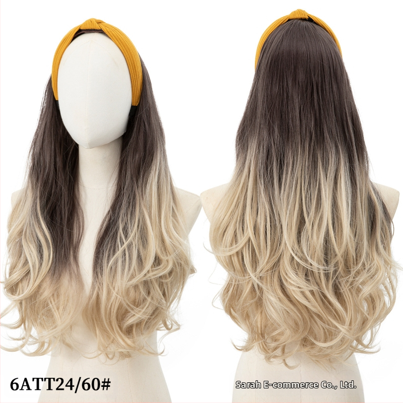 Perucă Sela wig HB01: păr lung buclat pentru jumătate de cap, bandă pentru cap, fibre sintetice rezistente la căldură, stil exotic