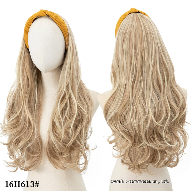 Perucă Sela wig HB01: păr lung buclat pentru jumătate de cap, bandă pentru cap, fibre sintetice rezistente la căldură, stil exotic