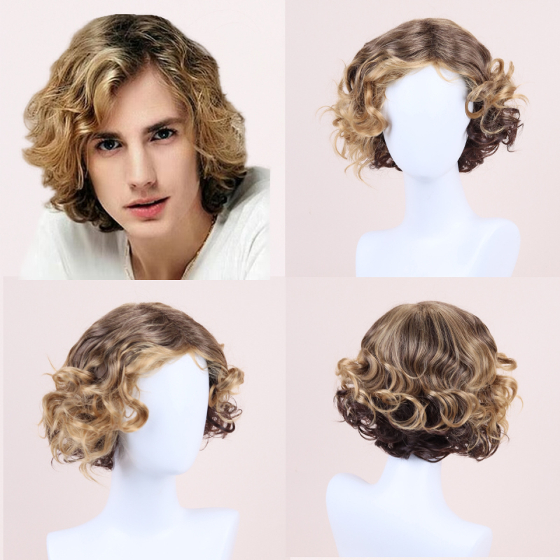 NF-30022 Klasiskā īsa viļņotā parūka sievietēm ar slīpām bangs, augstas temperatūras šķiedras, atjaunojošs efekts