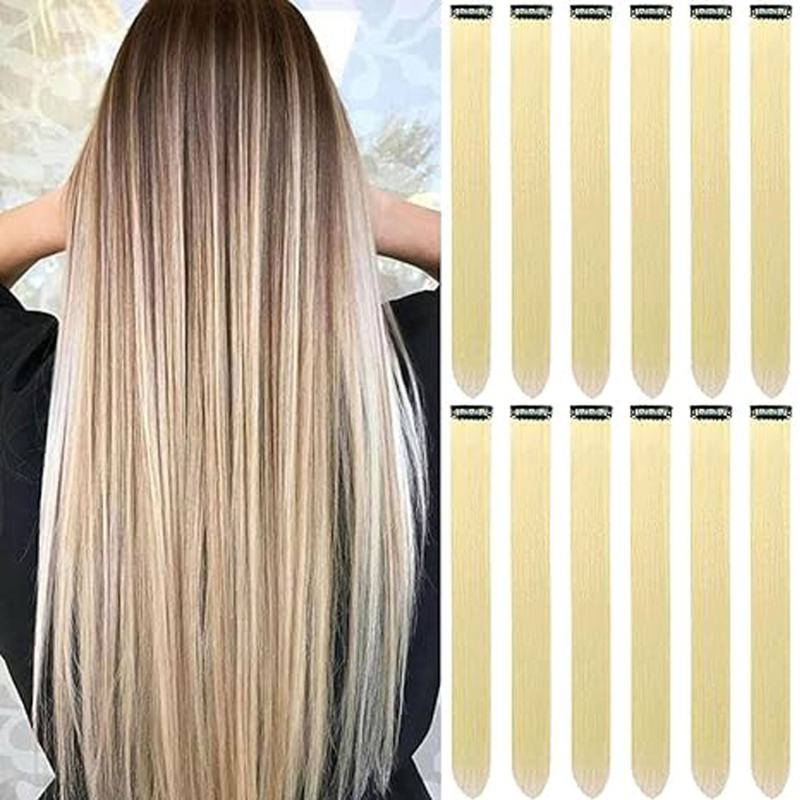 Fragment de perucă 12 bucăți, fibră rezistentă la temperaturi, păr drept, model DPQZF