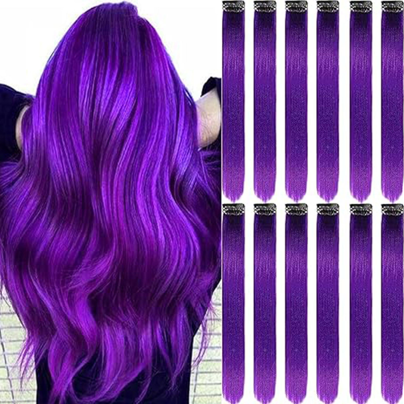 Fragment de perucă 12 bucăți, fibră rezistentă la temperaturi, păr drept, model DPQZF