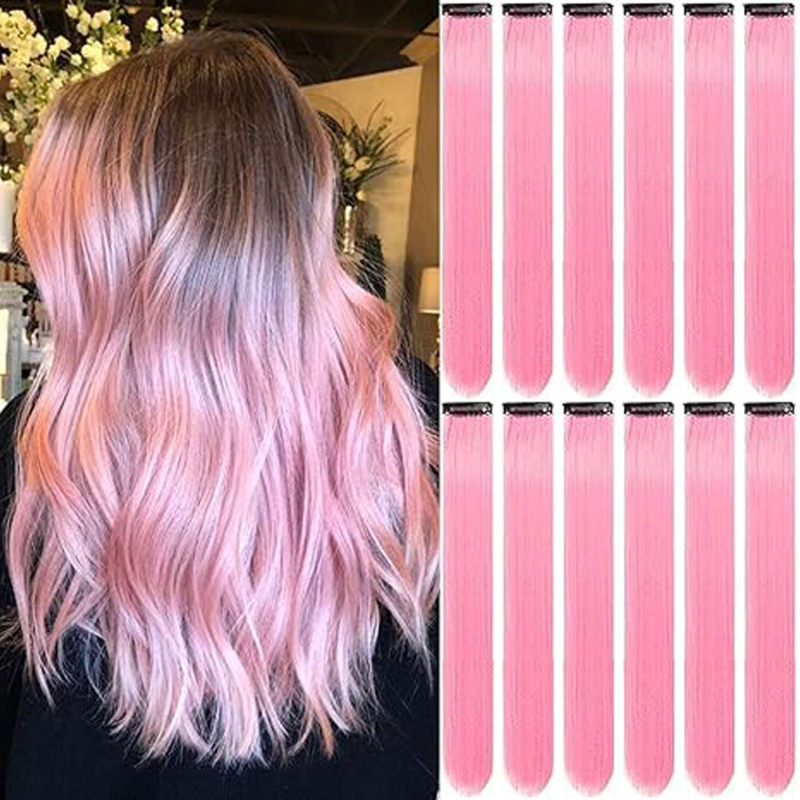 Fragment de perucă 12 bucăți, fibră rezistentă la temperaturi, păr drept, model DPQZF