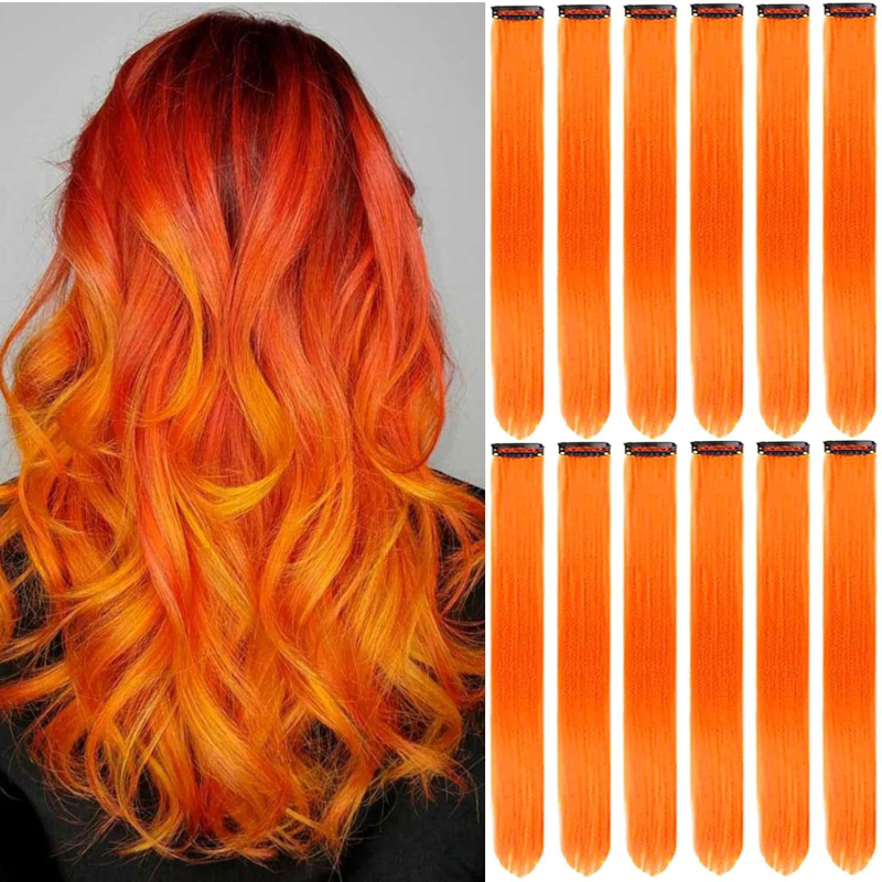 Fragment de perucă 12 bucăți, fibră rezistentă la temperaturi, păr drept, model DPQZF