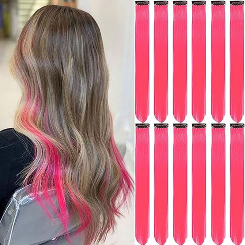 Fragment de perucă 12 bucăți, fibră rezistentă la temperaturi, păr drept, model DPQZF