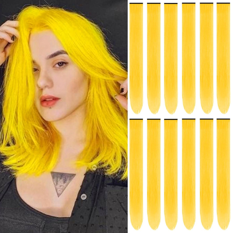 Fragment de perucă 12 bucăți, fibră rezistentă la temperaturi, păr drept, model DPQZF