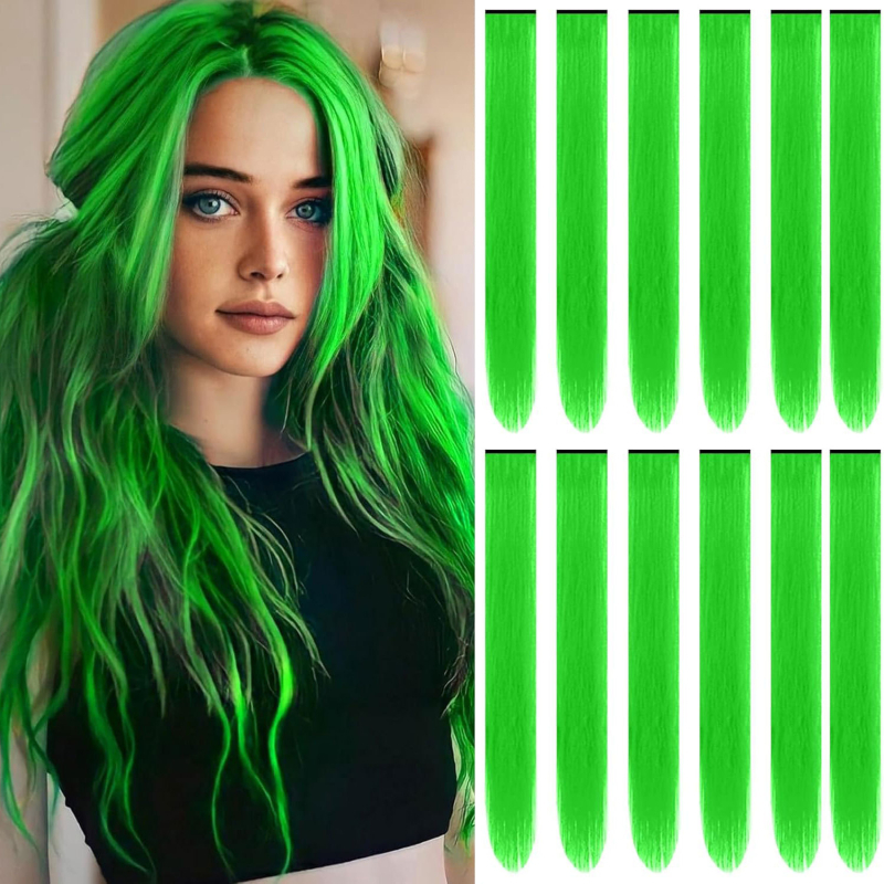 Fragment de perucă 12 bucăți, fibră rezistentă la temperaturi, păr drept, model DPQZF