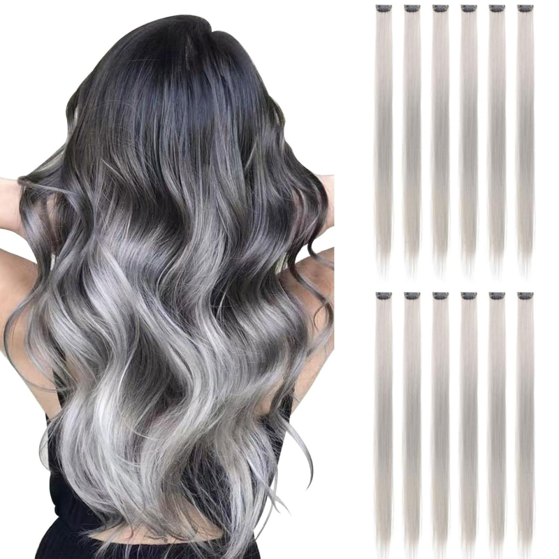 Fragment de perucă 12 bucăți, fibră rezistentă la temperaturi, păr drept, model DPQZF