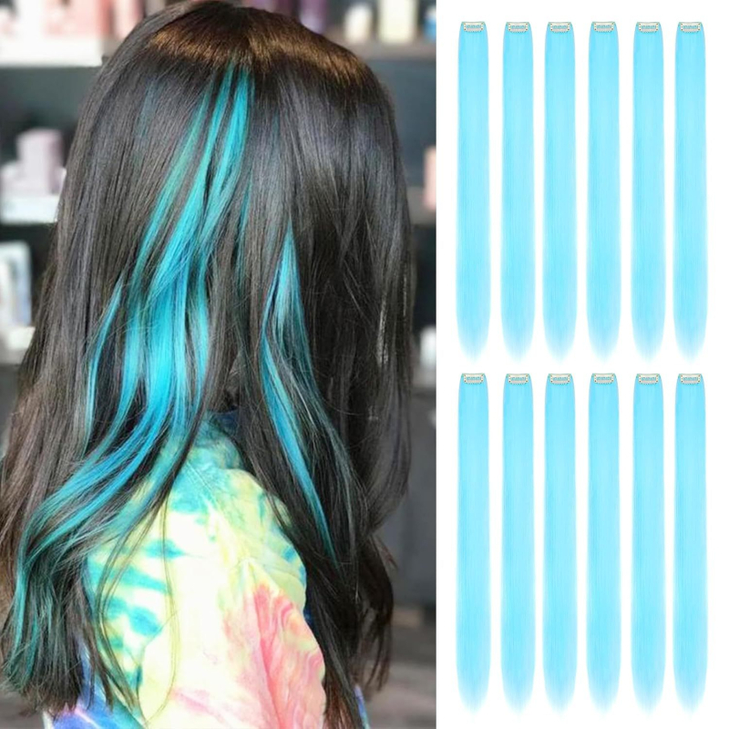 Fragment de perucă 12 bucăți, fibră rezistentă la temperaturi, păr drept, model DPQZF