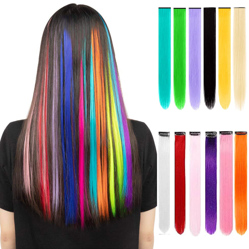 Fragment de perucă 12 bucăți, fibră rezistentă la temperaturi, păr drept, model DPQZF