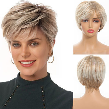 Matu parūka sievietēm ar dabiskiem Pixie Cut griezumiem, karstumizturīga šķiedra, pievieno apjomu matiem (dabisks stils, Pixie Cut, karstumizturīga šķiedra, pievieno apjomu)