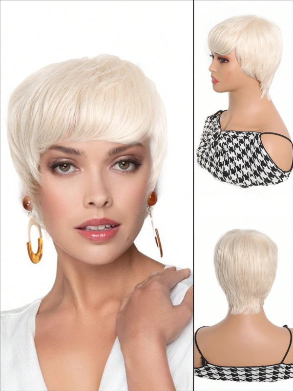 Matu parūka sievietēm ar dabiskiem Pixie Cut griezumiem, karstumizturīga šķiedra, pievieno apjomu matiem (dabisks stils, Pixie Cut, karstumizturīga šķiedra, pievieno apjomu)