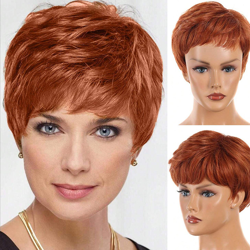 Matu parūka sievietēm ar dabiskiem Pixie Cut griezumiem, karstumizturīga šķiedra, pievieno apjomu matiem (dabisks stils, Pixie Cut, karstumizturīga šķiedra, pievieno apjomu)