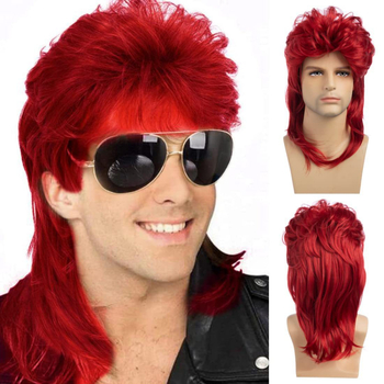 Περούκα εξωτικού στυλ για άνδρες, ρετρό ανδρική περούκα με μακριά σγουρά μαλλιά και πλάγια φράντζα; υλικό: σύρμα υψηλής θερμοκρασίας.