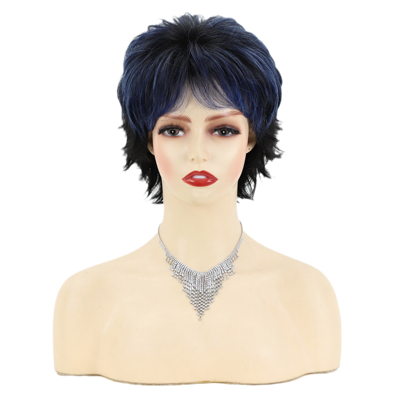 Yimei parūka – īsa pūkaina viļņaina sintētiska šķiedra, pilna galvas pārklāšana, bangs taisnas vai sāniski novietotas, augstas temperatūras šķiedras, mehāniska cepure, dabīgs izskats