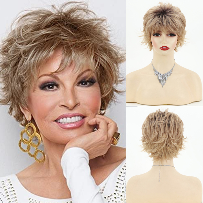 Yimei parūka – īsa pūkaina viļņaina sintētiska šķiedra, pilna galvas pārklāšana, bangs taisnas vai sāniski novietotas, augstas temperatūras šķiedras, mehāniska cepure, dabīgs izskats