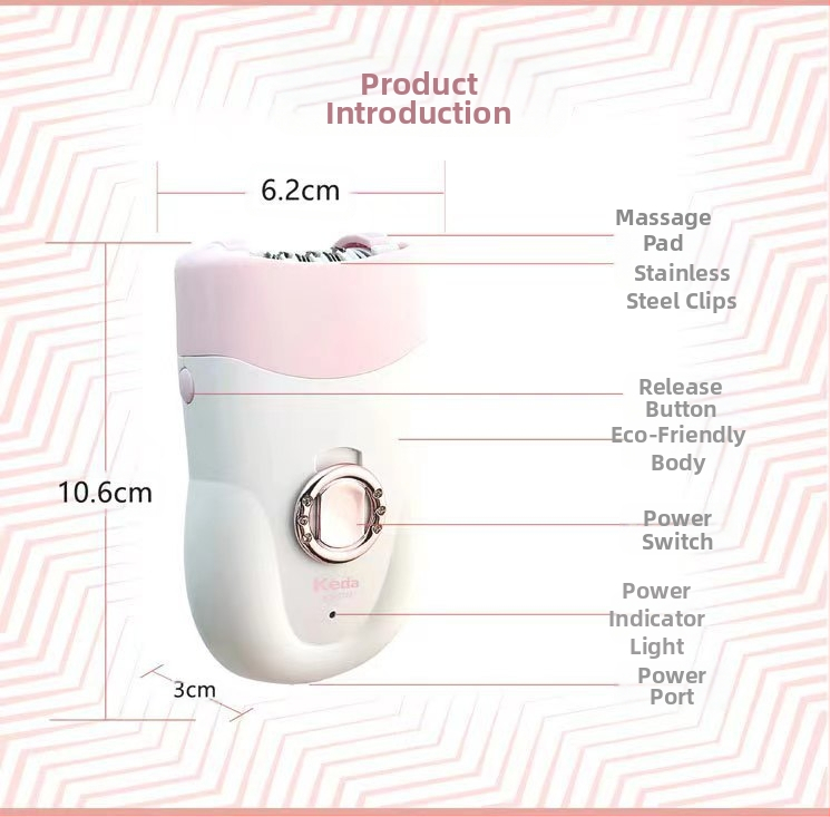 Elektrinis plaukų šalinimo prietaisas moterims, modelis 216, plaukų šalinimas visam kūnui, USB maitinimas, šaltas šviesos efektas, ABS korpusas