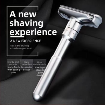 Ръчен бръснач – класически старомоден, неръждаема стомана, миещ се, стойка за бръснач