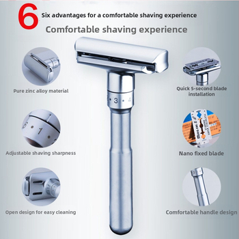 Ръчен бръснач – класически старомоден, неръждаема стомана, миещ се, стойка за бръснач