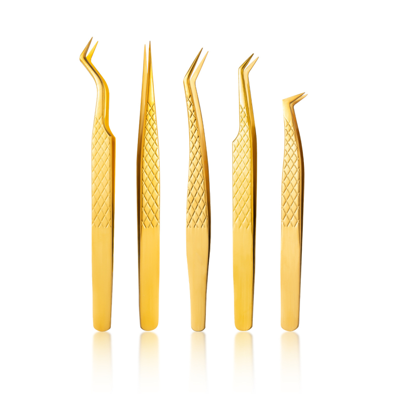 Set profesional de pensete pentru gene false – precizie înaltă, oțel inoxidabil, model diamant, marca Yihong