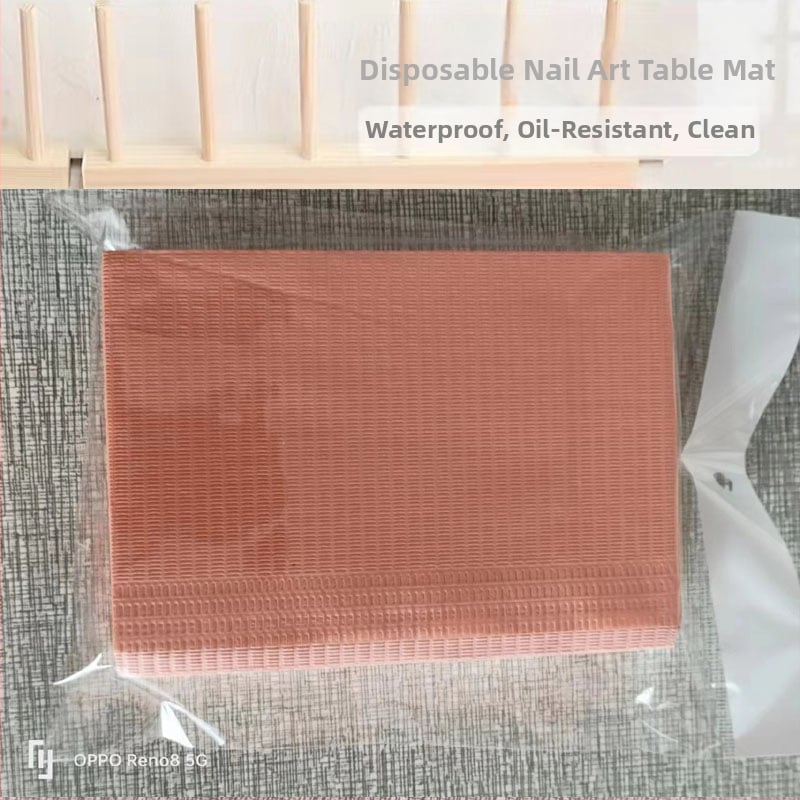 Vienkartinis nagų dailės stalų kilimėlis - popierius, 47 g, stačiakampio formos, pritaikomas raštas, atspausdintas logotipas