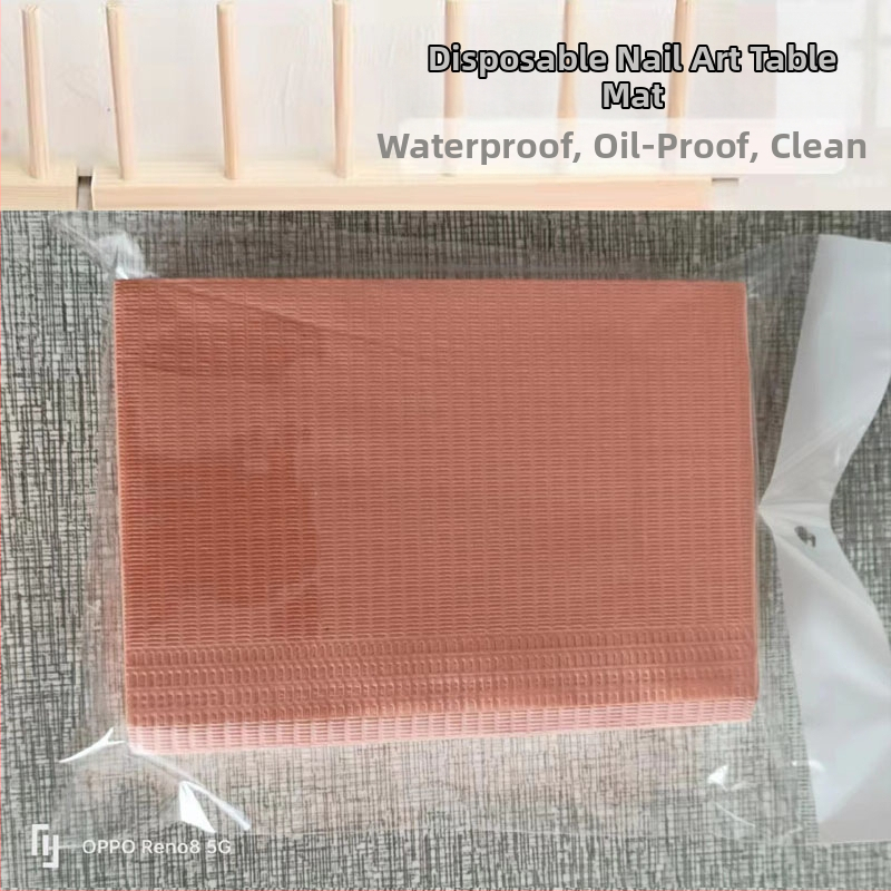 Covoraș de masă pentru manichiură, de unică folosință - Hârtie, 47 g, Dreptunghiular, Model personalizabil, Logo tipărit