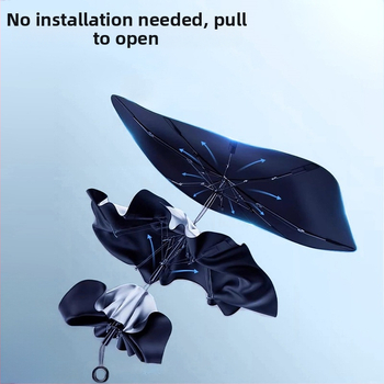 Κάλυμμα σκιάς ήλιου αυτοκινήτου για το παρμπρίζ - καθολική εφαρμογή, φιλμ αλουμινίου, τηλεσκοπική εγκατάσταση, δυνατότητα εκτύπωσης λογότυπου