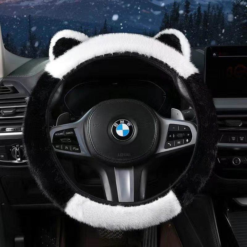 Καλύμμα τιμονιού από συνθετικό βελούδο με σχέδιο αυτιών, χειμερινό, κατάλληλο για όλα τα αυτοκίνητα, γλυκό στυλ (Υλικό: συνθετικό βελούδο; Εποχή: χειμώνας; Εγκατάσταση: καθολική; Στυλ: γλυκό)