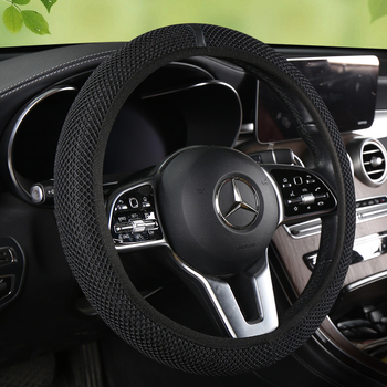 Калъф за волан за автомобил, Ice Silk абсорбиращ изпотяването, дишащ мрежест дизайн, повърхност от синтетично влакно, универсален монтаж, лятна употреба