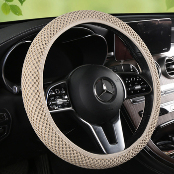 Калъф за волан за автомобил, Ice Silk абсорбиращ изпотяването, дишащ мрежест дизайн, повърхност от синтетично влакно, универсален монтаж, лятна употреба