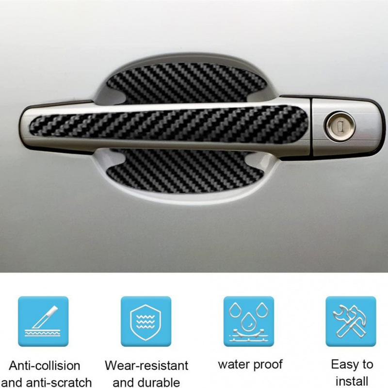 Autóajtó kilincs védőfólia szénszálas bőrrel, karcolás elleni védelem, univerzális illeszkedés, testreszabható