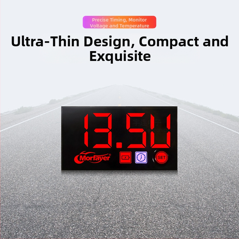 LED-näidikutega auto mõõteseade 3-in-1: voltmeeter, kell ja veetemperatuuri näidik (YL-M4525, PC-korpus, 9–24V)