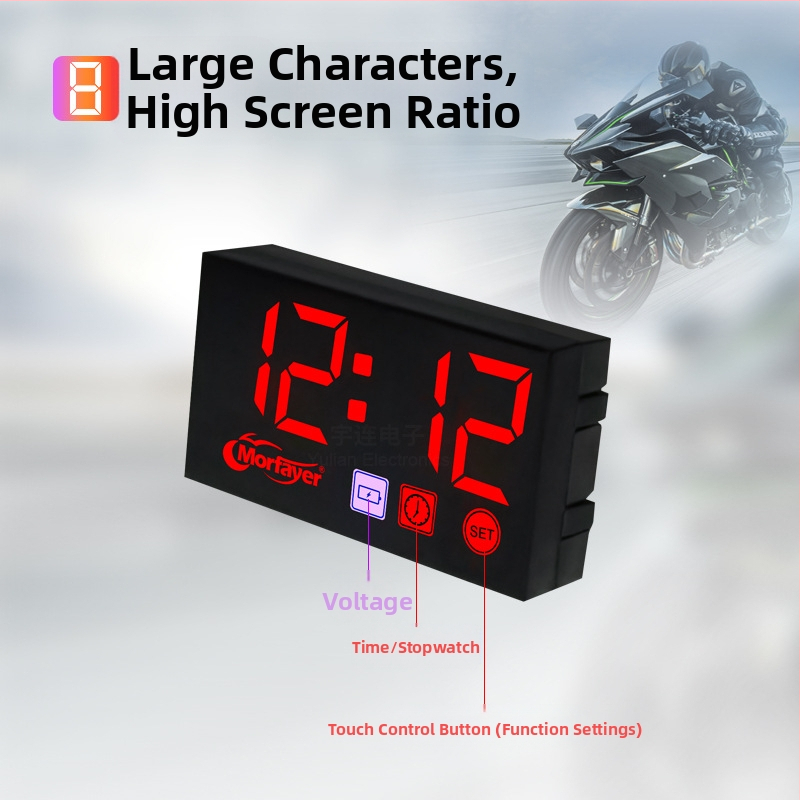 LED-näidikutega auto mõõteseade 3-in-1: voltmeeter, kell ja veetemperatuuri näidik (YL-M4525, PC-korpus, 9–24V)