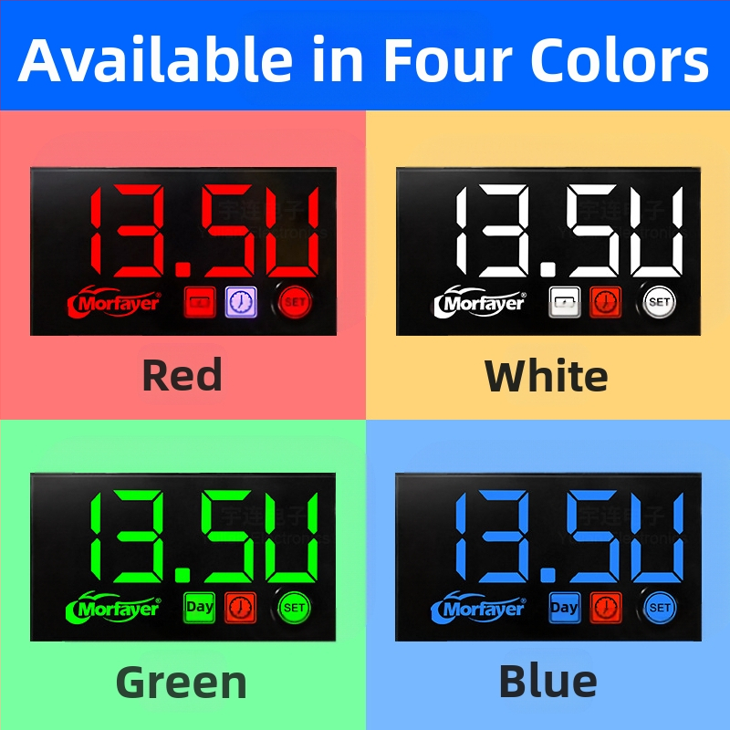 LED-näidikutega auto mõõteseade 3-in-1: voltmeeter, kell ja veetemperatuuri näidik (YL-M4525, PC-korpus, 9–24V)