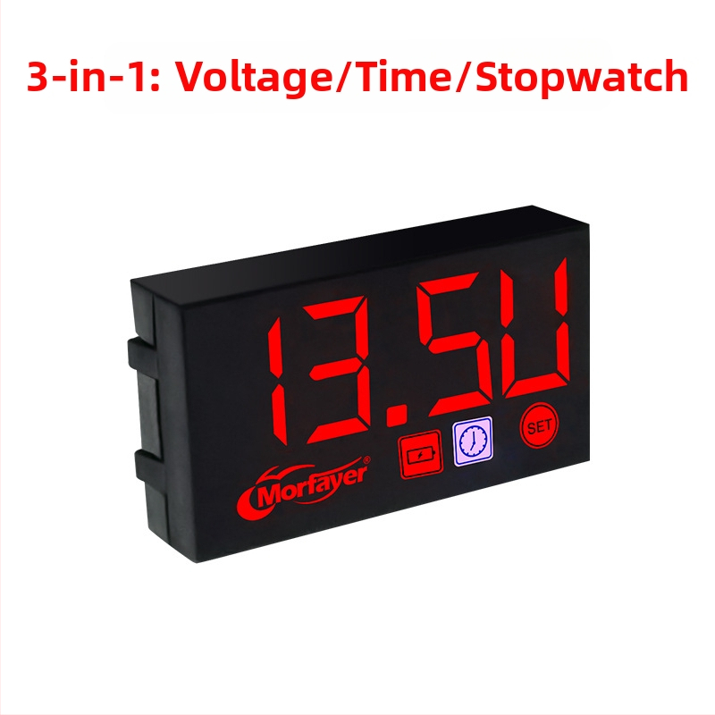 LED-näidikutega auto mõõteseade 3-in-1: voltmeeter, kell ja veetemperatuuri näidik (YL-M4525, PC-korpus, 9–24V)