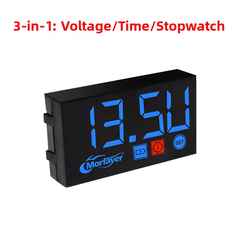 LED-näidikutega auto mõõteseade 3-in-1: voltmeeter, kell ja veetemperatuuri näidik (YL-M4525, PC-korpus, 9–24V)
