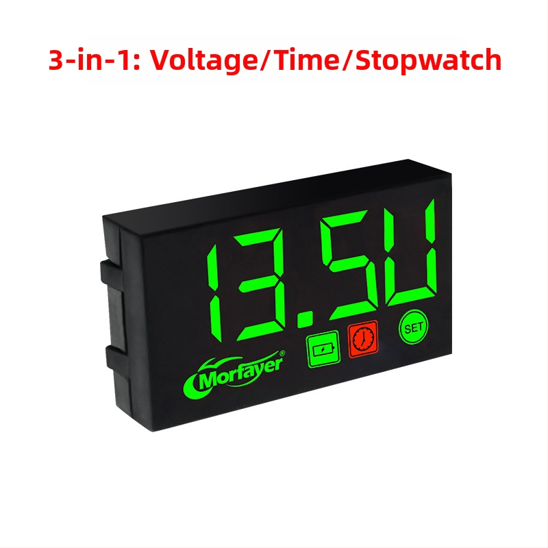 LED-näidikutega auto mõõteseade 3-in-1: voltmeeter, kell ja veetemperatuuri näidik (YL-M4525, PC-korpus, 9–24V)