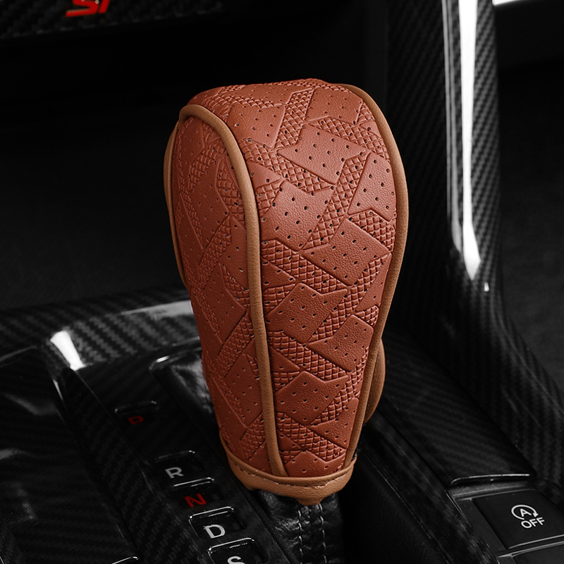 Δερμάτινο κάλυμμα επιλογέα ταχυτήτων αυτοκινήτου με μοτίβο houndstooth, παγκόσμια προστασία από τη σκόνη