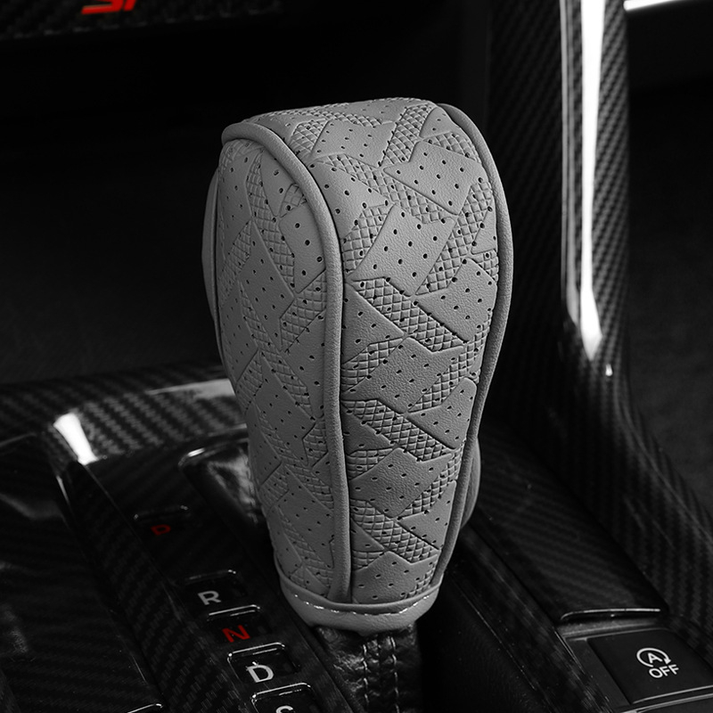 Δερμάτινο κάλυμμα επιλογέα ταχυτήτων αυτοκινήτου με μοτίβο houndstooth, παγκόσμια προστασία από τη σκόνη