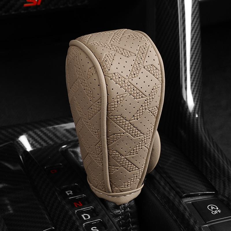 Δερμάτινο κάλυμμα επιλογέα ταχυτήτων αυτοκινήτου με μοτίβο houndstooth, παγκόσμια προστασία από τη σκόνη