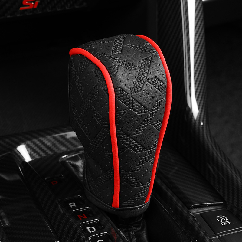 Δερμάτινο κάλυμμα επιλογέα ταχυτήτων αυτοκινήτου με μοτίβο houndstooth, παγκόσμια προστασία από τη σκόνη