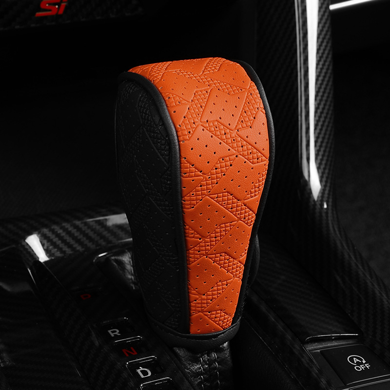 Δερμάτινο κάλυμμα επιλογέα ταχυτήτων αυτοκινήτου με μοτίβο houndstooth, παγκόσμια προστασία από τη σκόνη