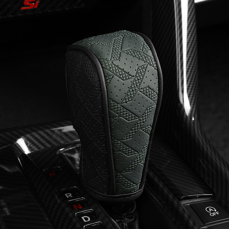 Δερμάτινο κάλυμμα επιλογέα ταχυτήτων αυτοκινήτου με μοτίβο houndstooth, παγκόσμια προστασία από τη σκόνη
