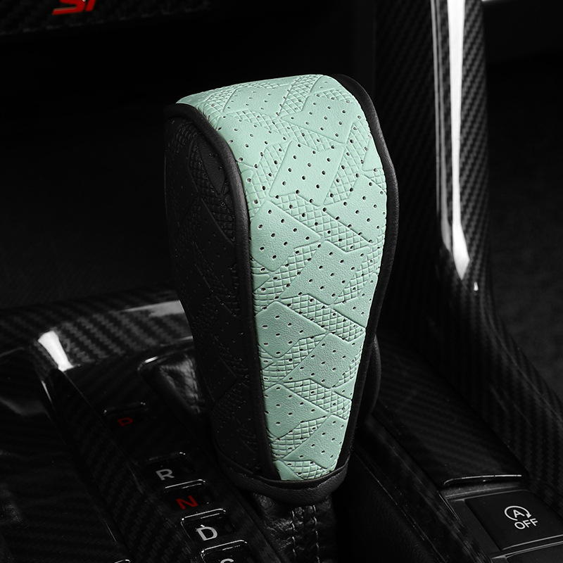 Δερμάτινο κάλυμμα επιλογέα ταχυτήτων αυτοκινήτου με μοτίβο houndstooth, παγκόσμια προστασία από τη σκόνη