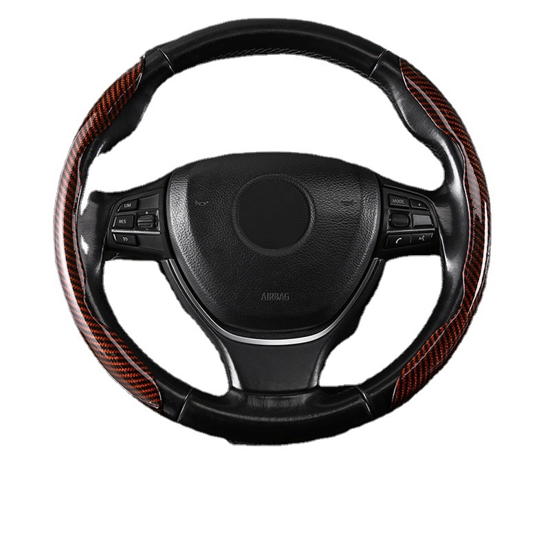 Κάλυμμα τιμονιού αυτοκινήτου με ανθρακονήμάτινο μοτίβο, υπερ-λεπτό, λαβή suede, καθολική για τέσσερις εποχές