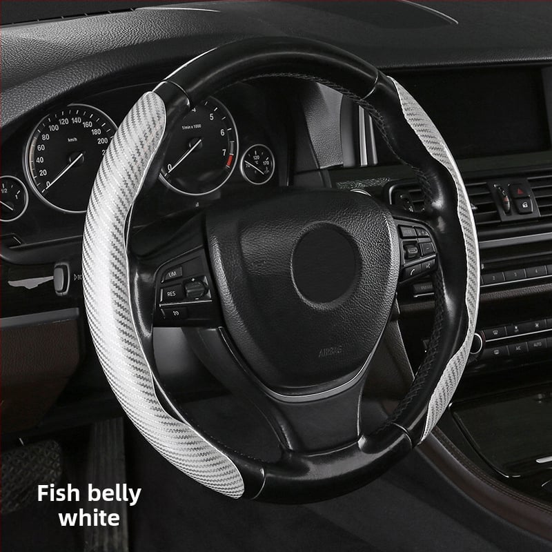 Κάλυμμα τιμονιού αυτοκινήτου με ανθρακονήμάτινο μοτίβο, υπερ-λεπτό, λαβή suede, καθολική για τέσσερις εποχές