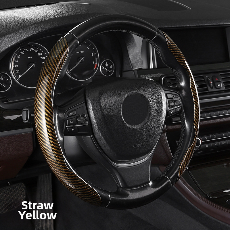 Κάλυμμα τιμονιού αυτοκινήτου με ανθρακονήμάτινο μοτίβο, υπερ-λεπτό, λαβή suede, καθολική για τέσσερις εποχές