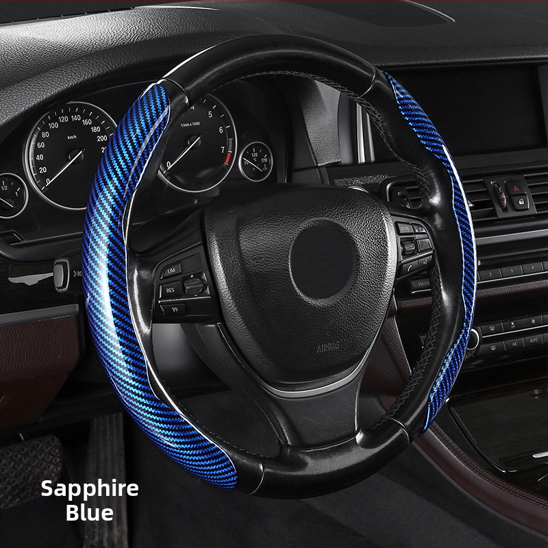 Κάλυμμα τιμονιού αυτοκινήτου με ανθρακονήμάτινο μοτίβο, υπερ-λεπτό, λαβή suede, καθολική για τέσσερις εποχές