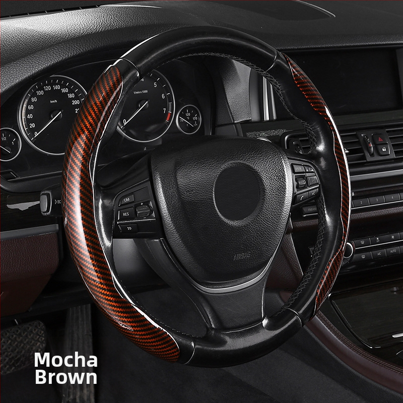 Κάλυμμα τιμονιού αυτοκινήτου με ανθρακονήμάτινο μοτίβο, υπερ-λεπτό, λαβή suede, καθολική για τέσσερις εποχές